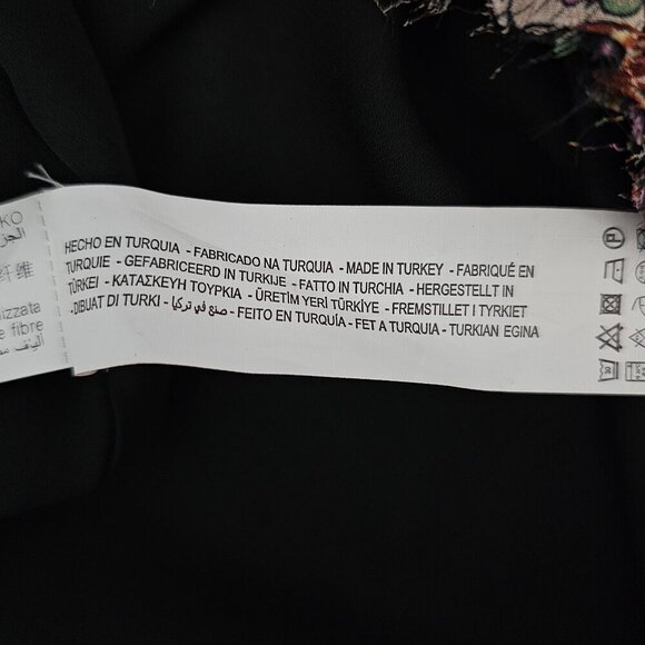 ZARA New Paisley Floral Print Metallic Boho Tiered Full Black Midi Skirt - Picture 12 of 13